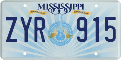 MS license plate ZYR915