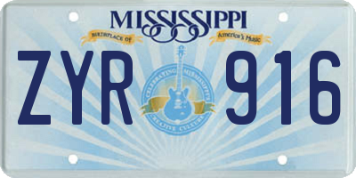 MS license plate ZYR916