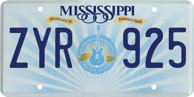 MS license plate ZYR925