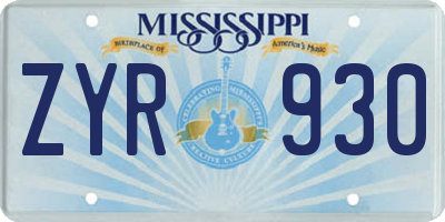 MS license plate ZYR930