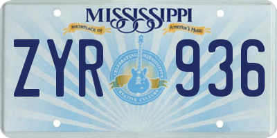 MS license plate ZYR936