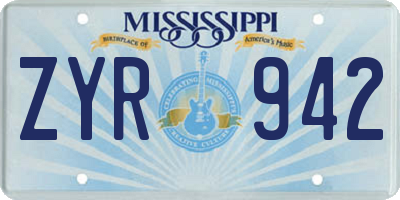MS license plate ZYR942