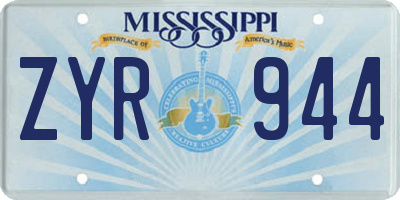 MS license plate ZYR944