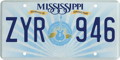 MS license plate ZYR946