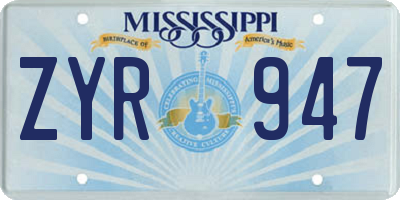MS license plate ZYR947