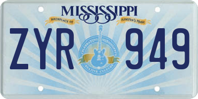 MS license plate ZYR949