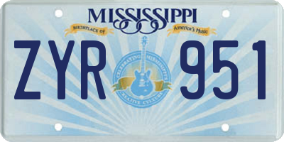 MS license plate ZYR951
