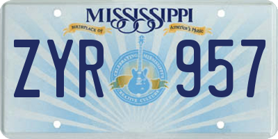 MS license plate ZYR957