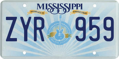 MS license plate ZYR959