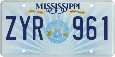 MS license plate ZYR961