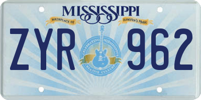 MS license plate ZYR962
