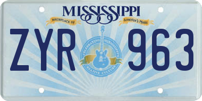 MS license plate ZYR963