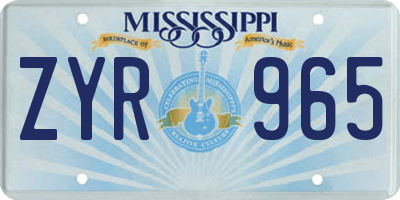 MS license plate ZYR965