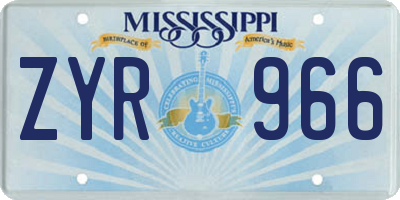 MS license plate ZYR966