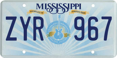 MS license plate ZYR967