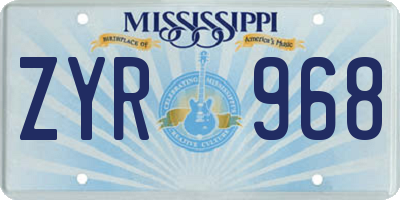 MS license plate ZYR968