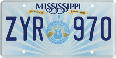 MS license plate ZYR970