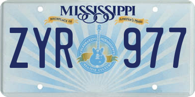 MS license plate ZYR977