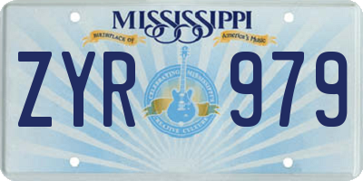 MS license plate ZYR979