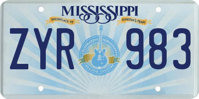 MS license plate ZYR983