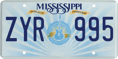 MS license plate ZYR995