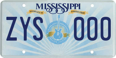 MS license plate ZYS000