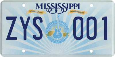 MS license plate ZYS001