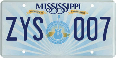 MS license plate ZYS007