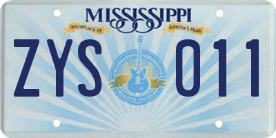 MS license plate ZYS011