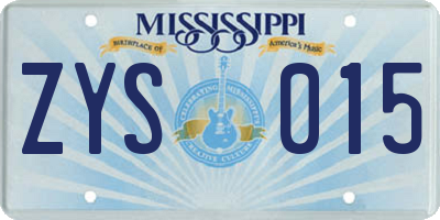 MS license plate ZYS015