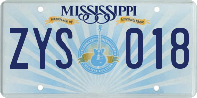 MS license plate ZYS018