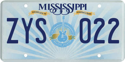 MS license plate ZYS022