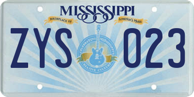 MS license plate ZYS023