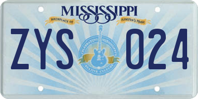 MS license plate ZYS024