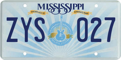 MS license plate ZYS027