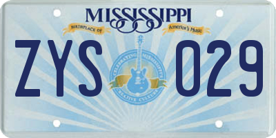MS license plate ZYS029