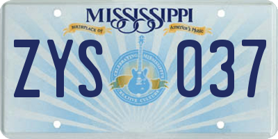 MS license plate ZYS037