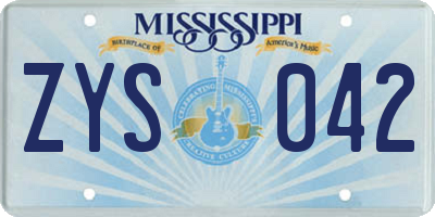 MS license plate ZYS042