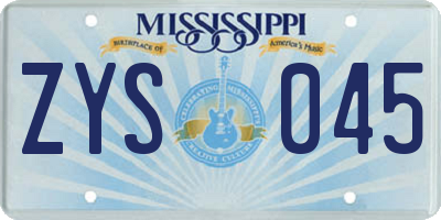 MS license plate ZYS045