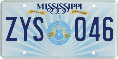 MS license plate ZYS046