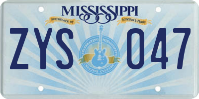 MS license plate ZYS047