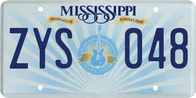MS license plate ZYS048