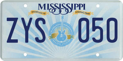 MS license plate ZYS050