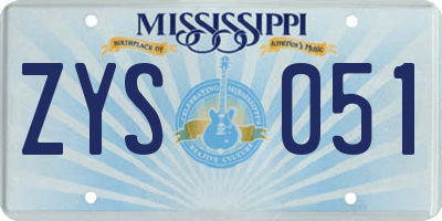MS license plate ZYS051