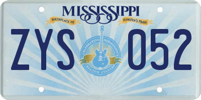 MS license plate ZYS052