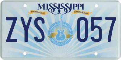 MS license plate ZYS057