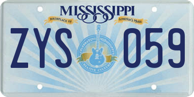 MS license plate ZYS059