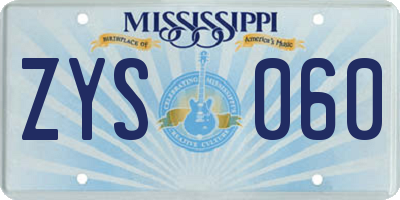 MS license plate ZYS060
