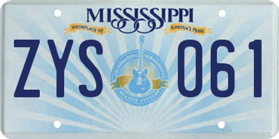 MS license plate ZYS061