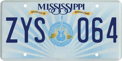 MS license plate ZYS064
